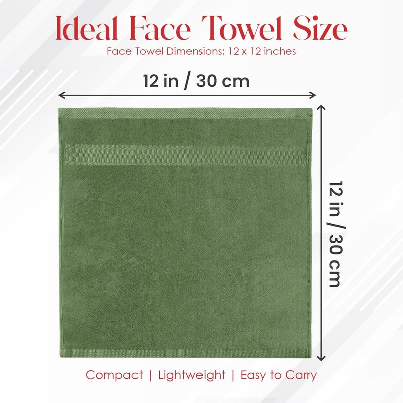 Riverside 12 Pack Premium 100% Cotton Face Wash Cloths, 12 x 12 Inches, Soft & Absorbent Face Towels for Bathroom Wash Clothes, 550 GSM, Luxury WashCloths for Showering, Body, Spa & Gym, Sage Green - Image 2